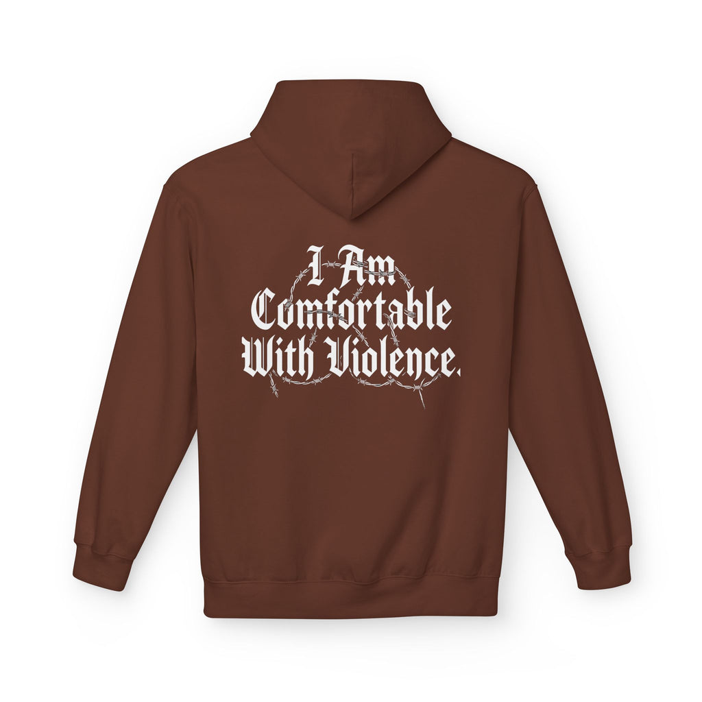 Hoodie - "I Am Comfortable With Violence" Gothic Back Print