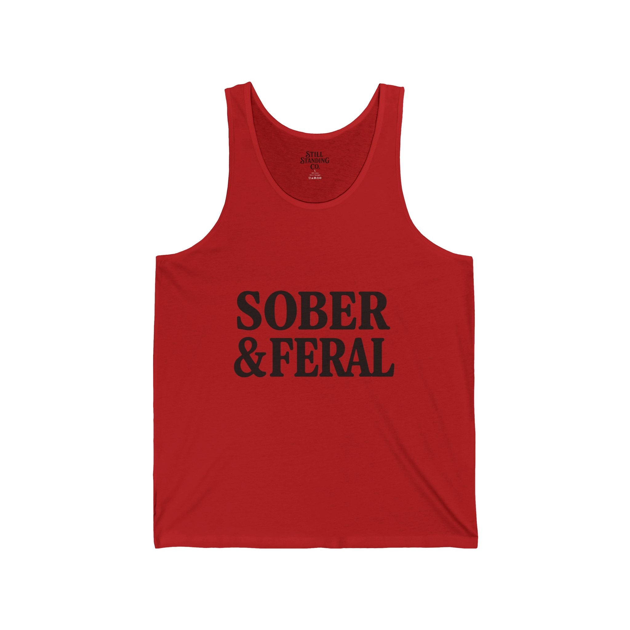 Sober & Feral Tank Top — Funny Recovery Pride Graphic Tank