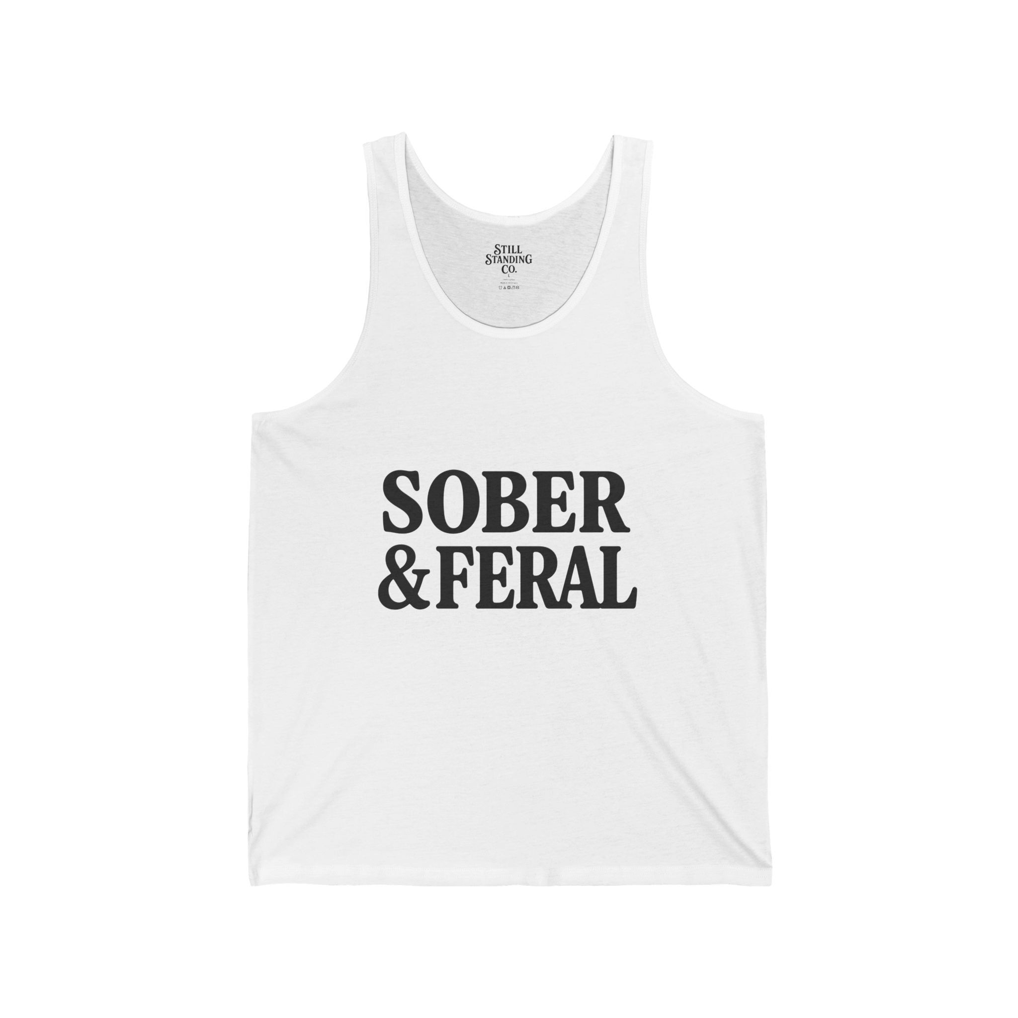 Sober & Feral Tank Top — Funny Recovery Pride Graphic Tank