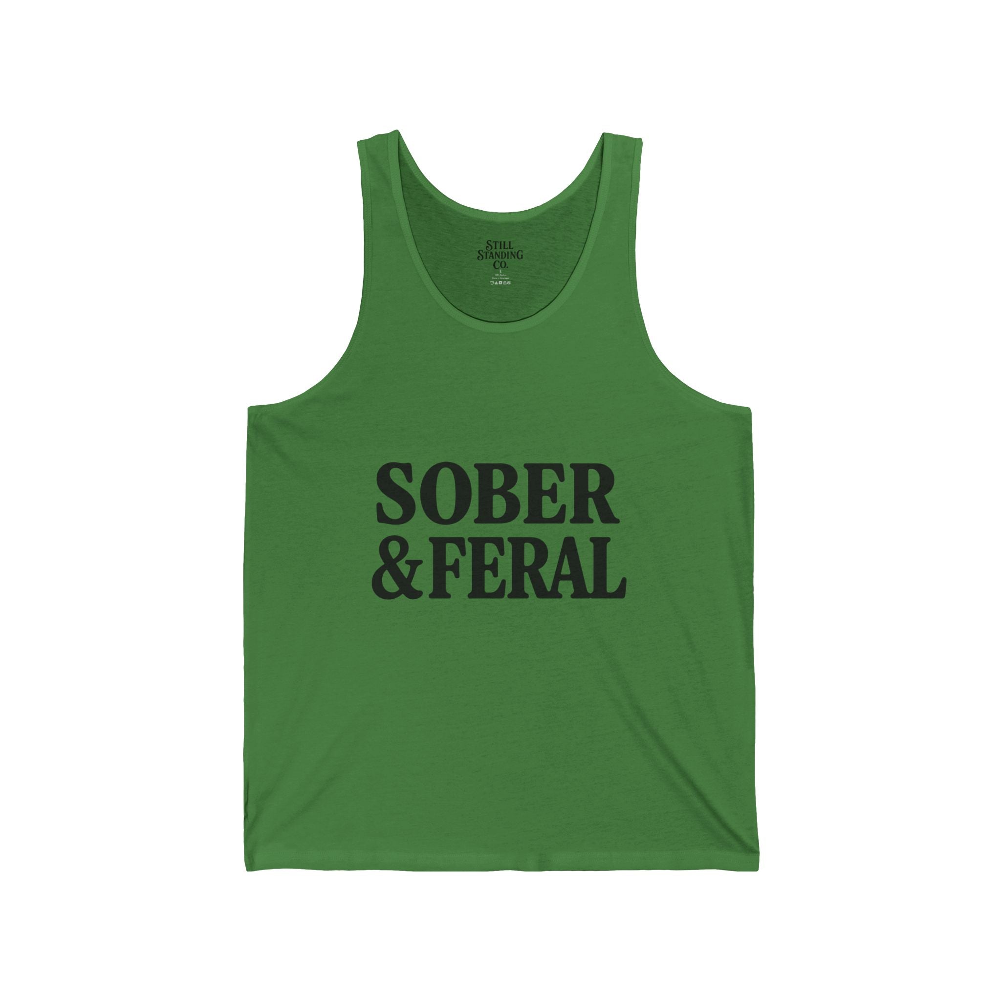 Sober & Feral Tank Top — Funny Recovery Pride Graphic Tank