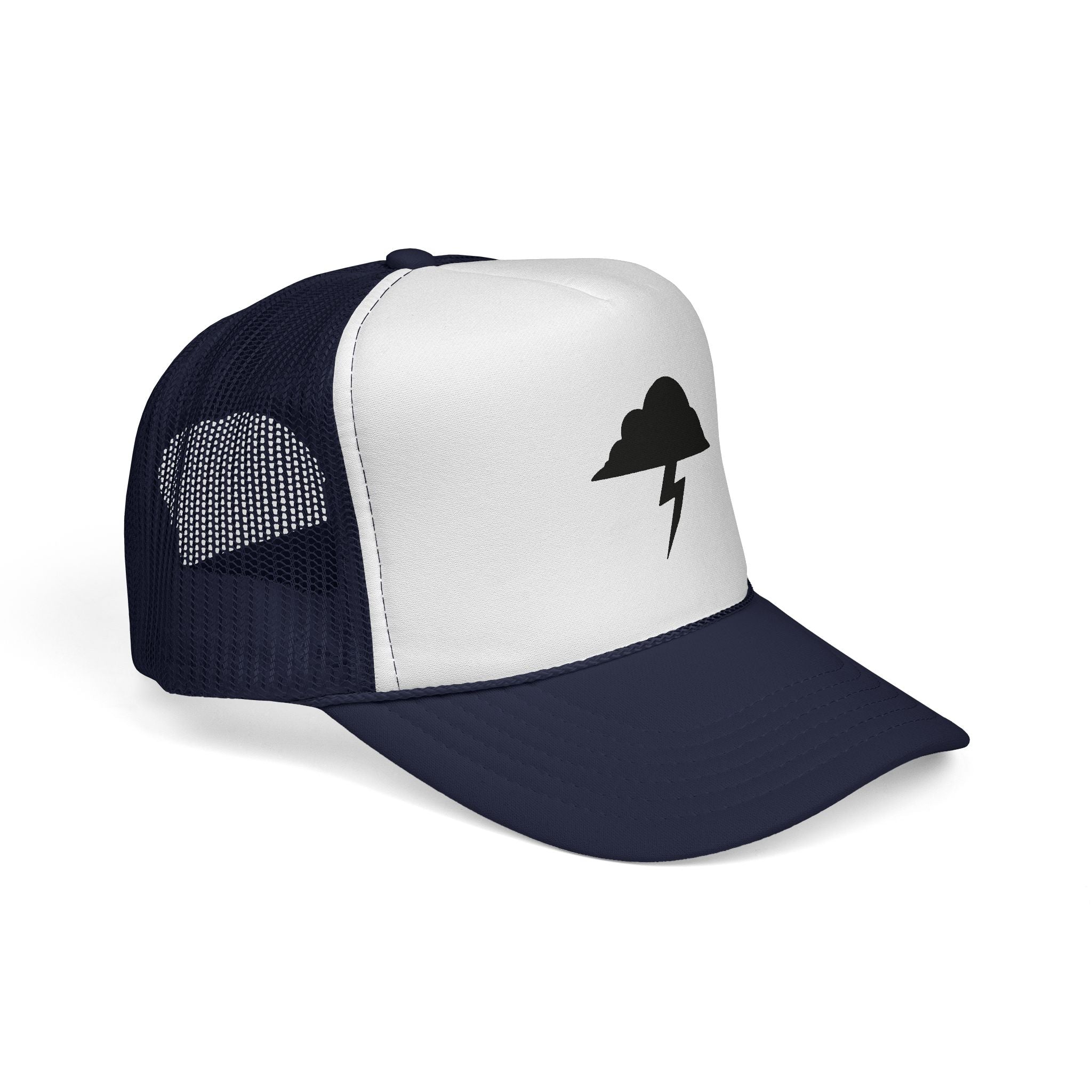Storm Cloud Lightning Trucker Cap — Minimal Graphic Mesh Hat for Outdoor & Streetwear