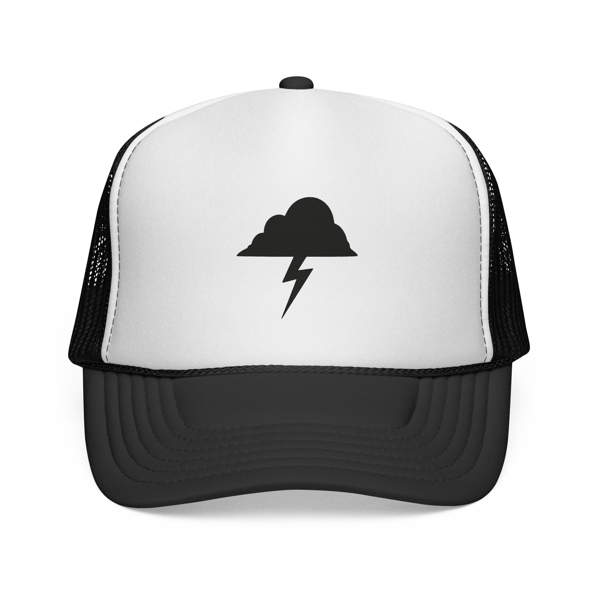 Storm Cloud Lightning Trucker Cap — Minimal Graphic Mesh Hat for Outdoor & Streetwear