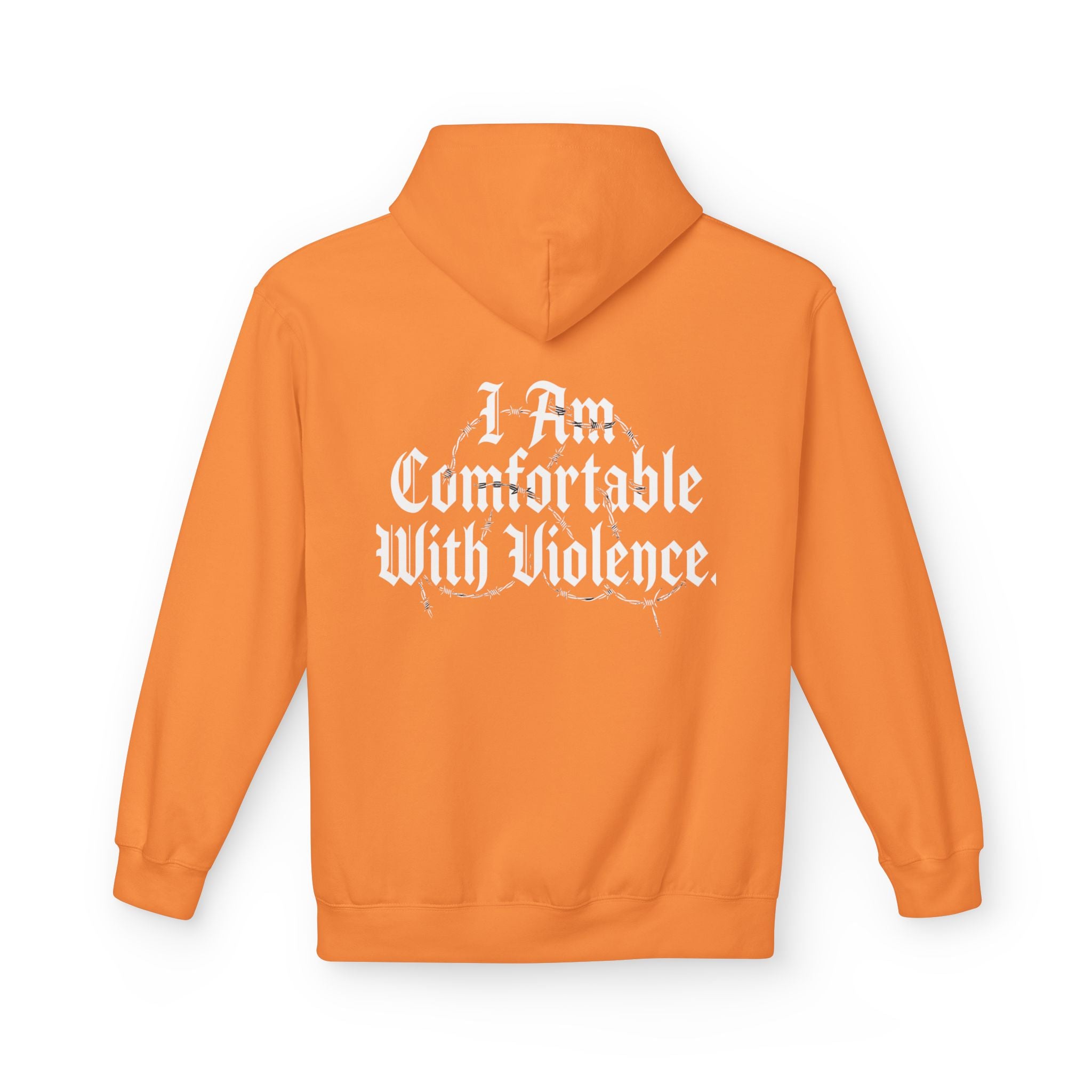 Hoodie - "I Am Comfortable With Violence" Gothic Back Print