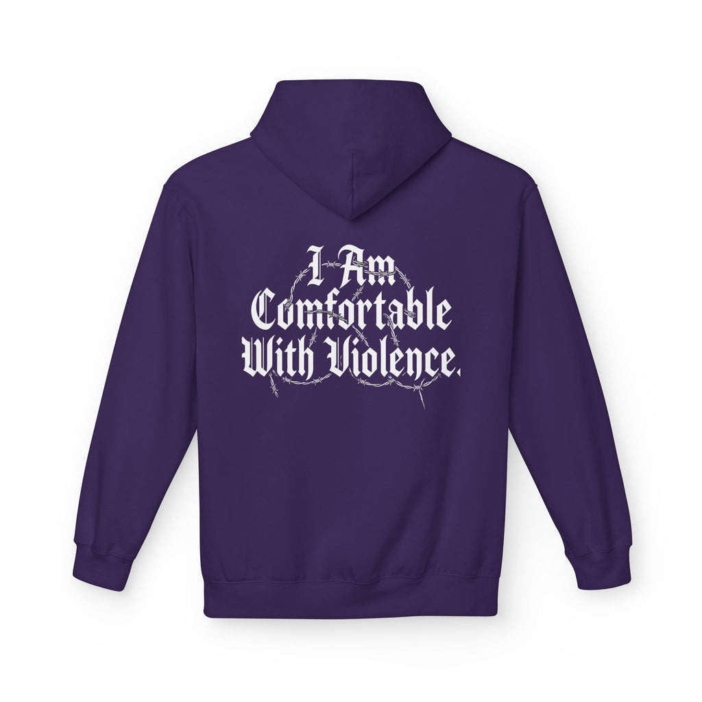 Hoodie - "I Am Comfortable With Violence" Gothic Back Print