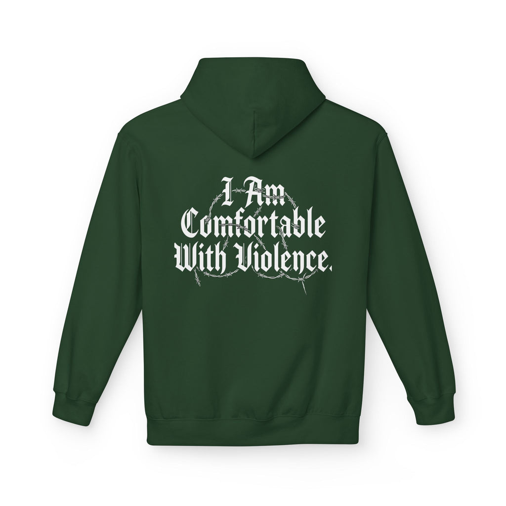 Hoodie - "I Am Comfortable With Violence" Gothic Back Print