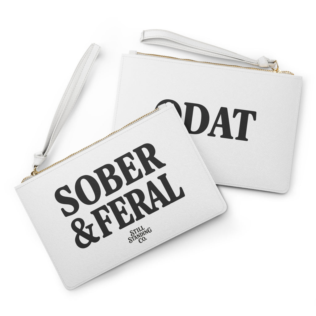 Sober & Feral Clutch Bag — 'ODAT' Wristlet Purse for Recovery Pride