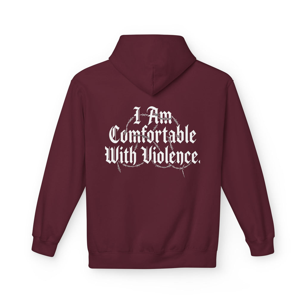 Hoodie - "I Am Comfortable With Violence" Gothic Back Print