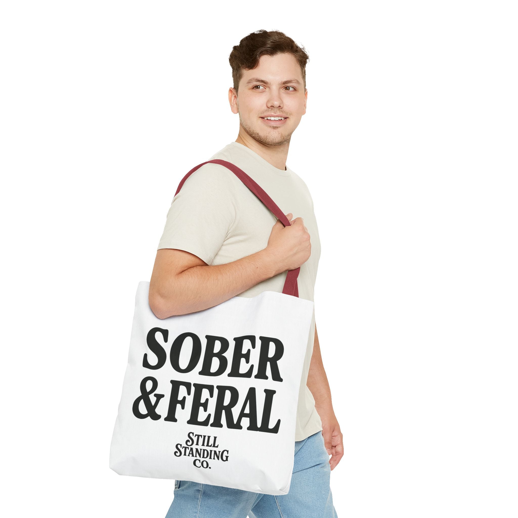 Tote — "Sober & Feral" Printed Canvas Tote Bag