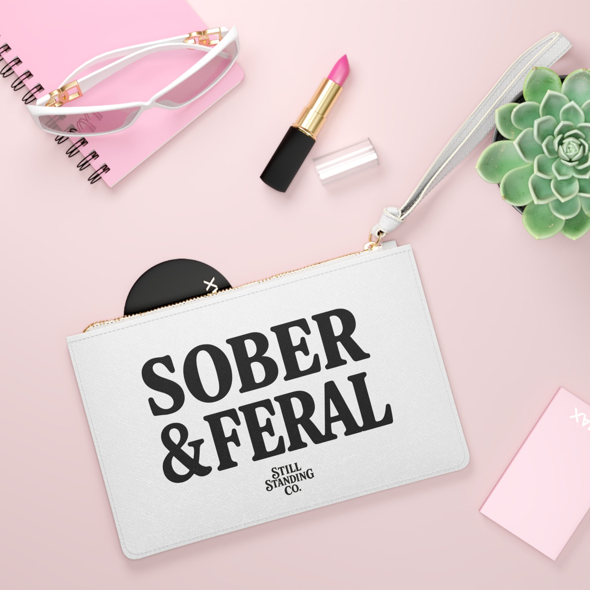 Sober & Feral Clutch Bag — 'ODAT' Wristlet Purse for Recovery Pride