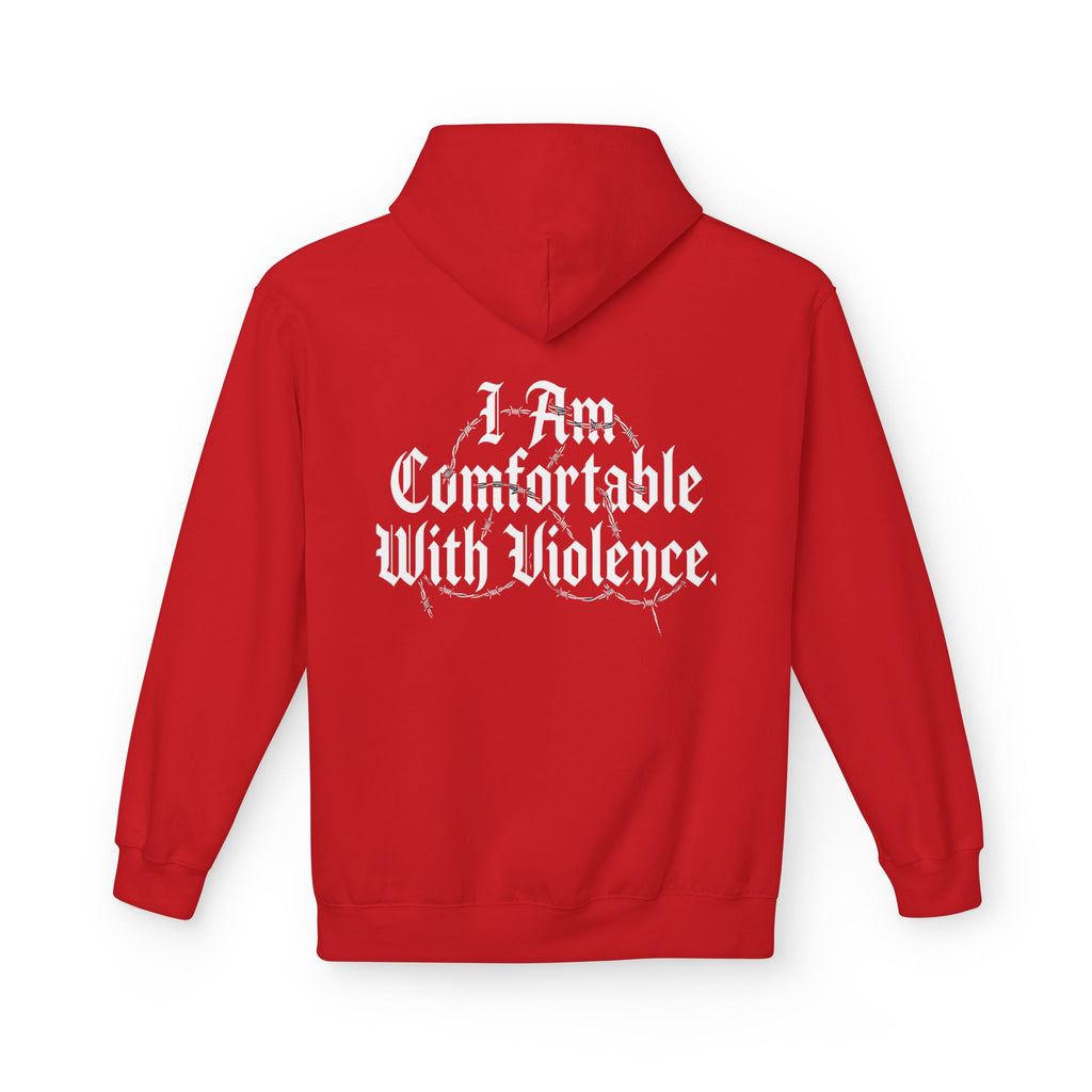Hoodie - "I Am Comfortable With Violence" Gothic Back Print