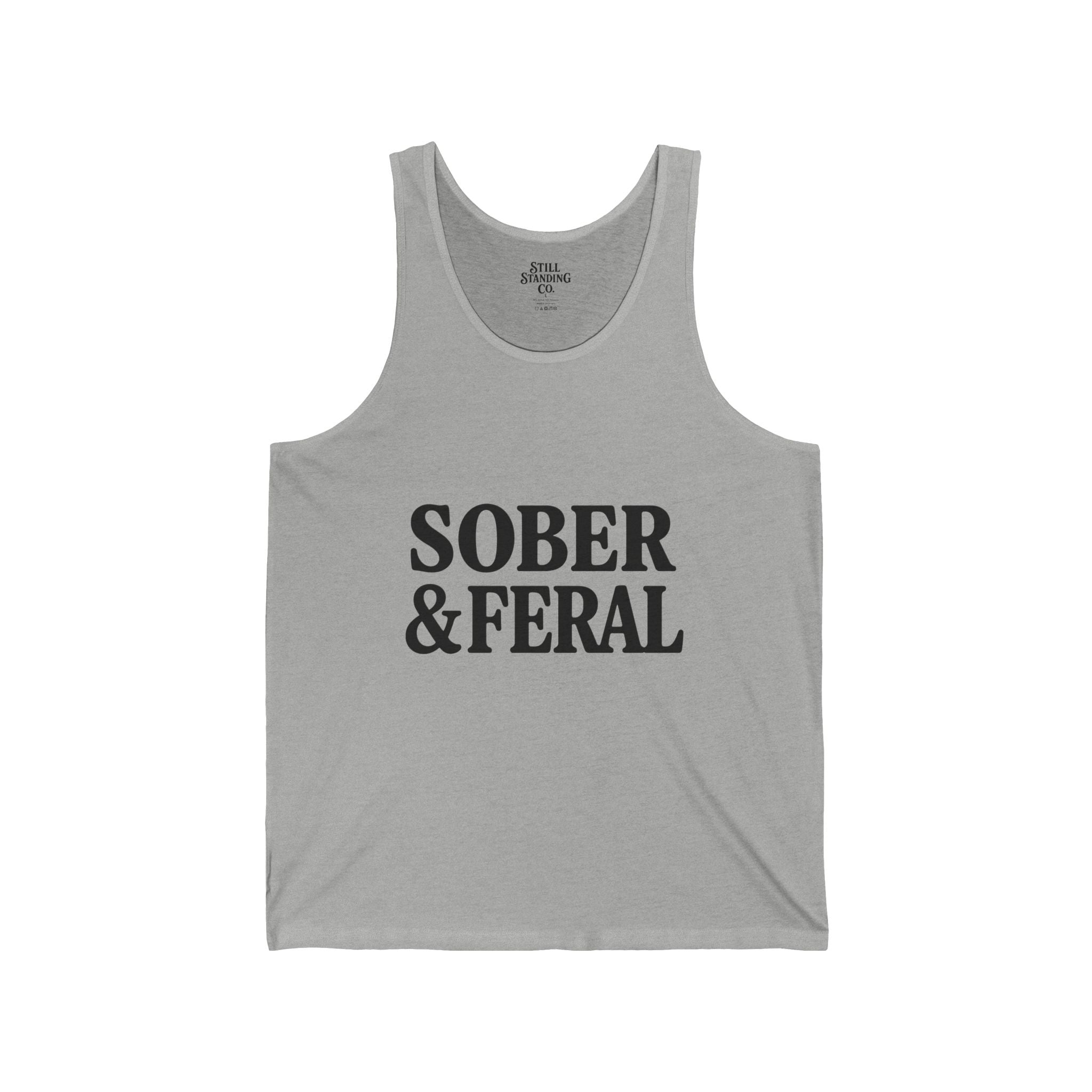Sober & Feral Tank Top — Funny Recovery Pride Graphic Tank